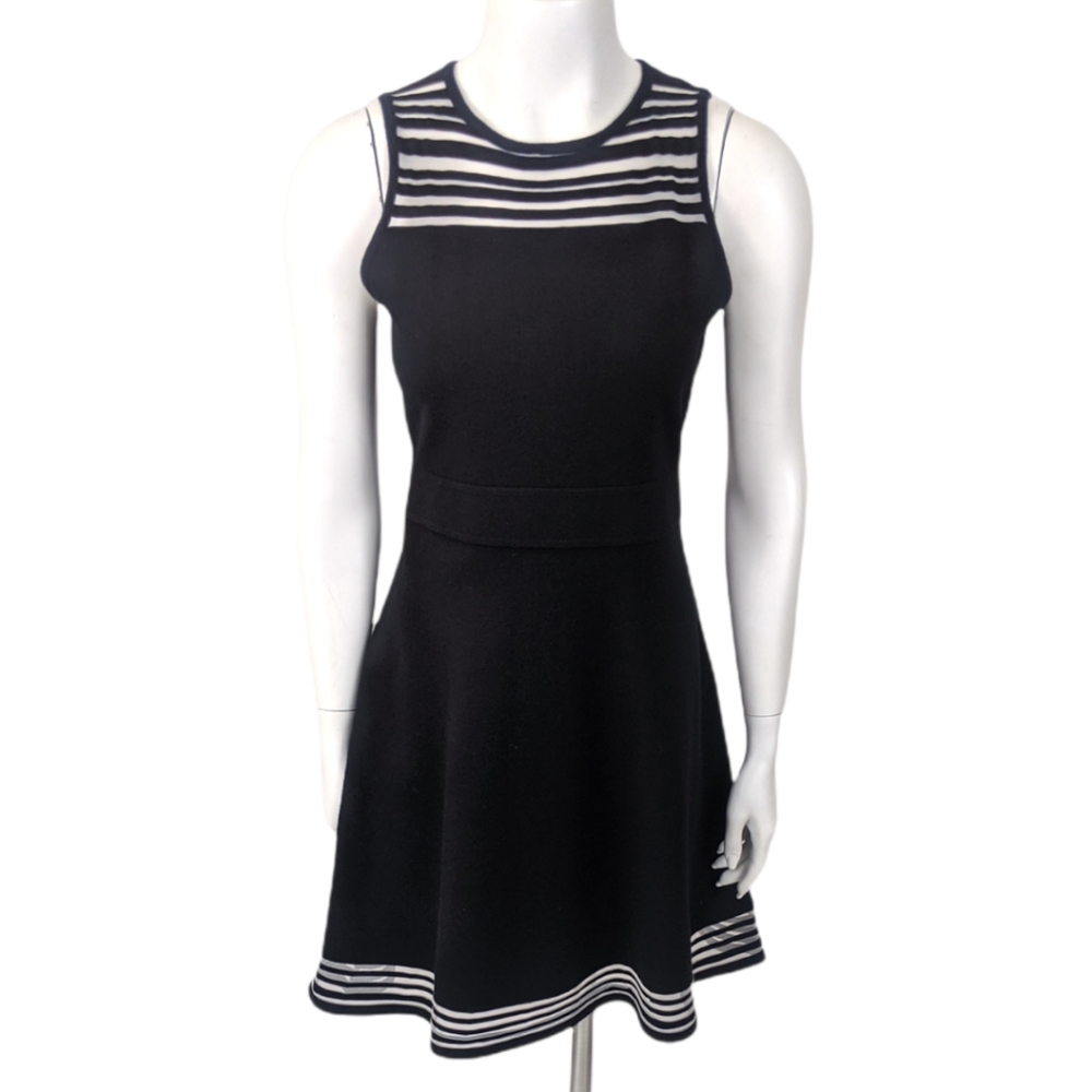 Catherine Malandrino Ponte Knit Fit and Flare Dress M Black Stretch Sleeveless